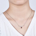 wholesale S925 Silver Light Luxury V-Shape Design Gemstone Necklace with Natural Topaz Pendant-0-2