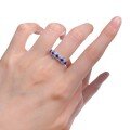 wholesale S925 silver new jewelry women's noble blue row of diamonds lab-created sapphire ring, elegant and versatile row ring-0-4