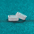 S925 Sterling Silver Full Moissanite Square Stud Earrings-0-1