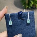 18k Gold Plated S925 Silver 6*8mm Radiant Cut Blue-Green Moissanite Horus Eye Fashion Earrings-0-0