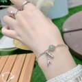 wholesale S925 Silver Chinese Style Handmade Artisan Jade Bamboo Knot Tassel Bracelet, Fashionable Retro Niche Broken Silver Jewelry Accessory-0-2