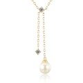 wholesale 18K Gold and 9K Rose Gold Freshwater Natural Pearl Minimalist Tassel Collarbone Necklace Gift-0-3