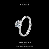 Metal Ring with Lab Certificate, Faux Moissanite, Ins Style, Student Minimalist Design-S925 sterling silver + 1 carat moissanite