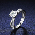 Silver Moissanite Ring Women's Six-Claw Flash Diamond-0-3