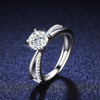 Silver Moissanite Ring Women's Six-Claw Flash Diamond-1 carat (zircon)  18 yards