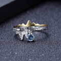 wholesale S925 Silver Designer Gemstone Adjustable Open Ring with Natural Style Topaz-0-1