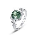 wholesale S925 Sterling Silver European and American Cross-Border Best-Seller Moss Ring with Moss Agate Stone, Unique and Elegant Style-0-4