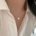 wholesale S925 Sterling Silver Tiny Cube Necklace, Minimalist Ins Style, Niche Design, Delicate and Dainty Collarbone-0-3
