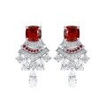wholesale S925 Sterling Silver European and American New Stylish Personality Cultured Ruby Earrings Light Luxury Small Skirt Earrings Cross-border Hot Selling-0-4