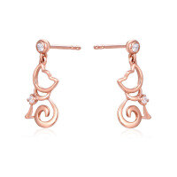 wholesale Au750 metal, genuine 18K gold high-end retro Hong Kong style super fairy ear cuff, slimming for round faces, minimalist elegant ear accessory-Rose Gold 9k-Moissanite