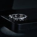 wholesale S925 silver gold-plated unisex 4mm round black moissanite full-circle hip-hop style ring-0-2