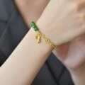 wholesale 925 silver with certificate, gold-plated, antique-style auspicious pendant inlaid with Hetian jade lucky beads and green jade bead bracelet for women-0-1