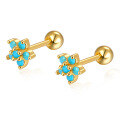 wholesale 925 Sterling Silver Floral Stud Earrings with Petal Design and Inlaid Crystals, Screw-piercing Ear Accessories for Women, Cross-border Wholesale-0-13