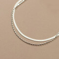 wholesale S925 Silver Double-Layer Flat Snake Chain Simple Bean Chain Elegant Summer Hand Accessory Wholesale S4875-0-4