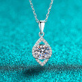 S925 Sterling Silver Moissanite Necklace with Waterdrop Hollow Pendant-0-4