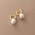 wholesale S925 Silver Single Synthetic Pearl Circular Ear Clasp Chinese Vintage Elegant Women's Earrings M01835-0-3