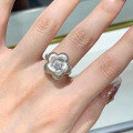 wholesale S925 Sterling Silver New Chinese Style National Trend Vintage Wire Drawing Diamond Small Gold Flower Ring-0-3
