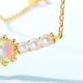 wholesale S925 sterling silver jewelry manufacturer wholesale for trendy and versatile Japanese and Korean retro-style synthetic opal necklaces-0-3