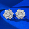 wholesale S925 silver full diamond new Camellia small rose earrings for women, delicate and versatile-0-5