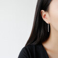 wholesale S925 Sterling Silver Geometric Vertical Bar Ear Studs, Minimalist and Versatile Earrings for Women-0-3