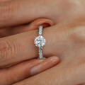 Sterling Silver Four-Prong Setting 1-Carat Moissanite Women's Wedding Ring Pair-0-1