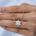 S925 Silver Pendant with 1-Carat Moissanite Necklace, Sunflower Snowflake Design-0-4
