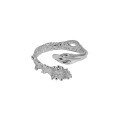 wholesale S925 Sterling Silver Niche Original Design Floral Series Sparkle Textured Zircon Open Adjustable Ring for Women-0-5