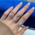 wholesale S925 Sterling Silver Euro-American Cross-Border New High-Carbon Diamond Ice-Cut Radiant Ring for Women, Elegant and Minimalist Diamond Ring-0-3