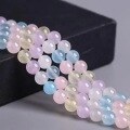 wholesale Metal Morganite Chalcedony Beads, Five-Color Colored Chalcedony Round Beads, DIY Quartzite Semi-Finished Jewelry Accessories Crystal-0-2