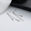 wholesale S925 Sterling Silver Long Tassel Letter Earrings Korean Style Elegant Lady Versatile Minimalist Earrings for Women-0-1