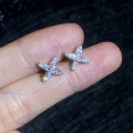 S925 Silver Full-Cut Moissanite X-Cross Minimalist Korean Style Stud Earrings Wholesale-0-1