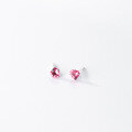wholesale S925 silver minimalist Korean-style small heart-shaped red diamond earrings for women, M00578-0-3