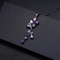 wholesale S925 Silver New Elegant Natural Amethyst Pendant Wisteria Flower High-End Sense Collarbone Chain Gemstone Necklace-0-1