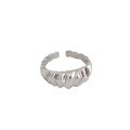 wholesale S925 Sterling Silver JF286 Korean-style Versatile Student Ring Ins Minimalist Niche Wide Gear Adjustable Ring-0-4