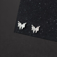 wholesale 999 Silver Sweet Ins-style Lava Butterfly Earrings, Minimalist Design with Irregular Texture, M06534-Pure Silver 999 Pair>Pure Silver