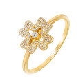 wholesale S925 silver plated with 14k gold, Japanese-style fresh four-leaf clover white zircon ring for spring jewelry new collection-0-4