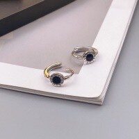 wholesale S925 Sterling Silver Round Black Roman Pattern Ear Clasp, Fashionable and Unique New Korean Version High-End Design Ear Accessories-Roman numeral earrings 925 silver