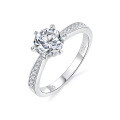 wholesale 925 Silver Cloud Hollow Crown Ring Geometric Closed Setting with Side Stones Six-Prong Moissanite Ring for Women-0-4