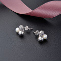 wholesale S925 Sterling Silver Shell Pearl Round Bead Stud Earrings Women Korean Style Fashion Sweet Temperament Student Earrings Jewelry Dropshipping-0-1