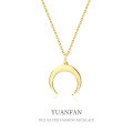 wholesale 925 Sterling Silver Vintage Minimalist Crescent Pendant Necklace for Women, Small Batch, European and American Minimalist Style, Ready Stock-0-0