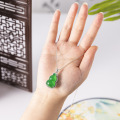 wholesale S925 Silver Gold-Plated Green Chalcedony Gourd Pendant Women's Necklace, New Chinese Style Versatile Hot Seller from Yuntong Jewelry-0-3