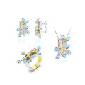 wholesale S925 Silver Designer Natural Topaz Earrings with Floral Leaf Design Gemstone Stud Earrings-0-4