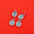 wholesale 925 Sterling Silver New Chinese Style Retro Wealth and Fortune Attracting Red Rope Small Pendant DIY Bracelet Phone Strap Pendant Silver Accessory-0-0
