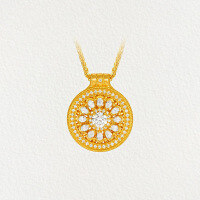 wholesale S925 Sterling Silver Chinese Style Hollow Auspicious Eight Treasures Compass Necklace for Women, High-End Revolving Luck Pendant Choker-Auspicious Eight Treasures Compass Necklace [Gold] &gt;TL014758 Sterling Silver