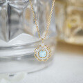 wholesale S925 Hollow-Out Floral Natural Larimar + White Zircon Light Luxury Niche Design New Set-0-1