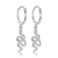 wholesale 925 Sterling Silver Small Animal Snake-shaped Hoop Earrings with Crinkled Design, Unique and Minimalist Style-0-4