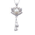 wholesale S925 Sterling Silver Lotus Natural Pearl Seedpod Tassel Pendant Necklace, Chinese Style Chic and Elegant Collarbone Jewelry-0-4