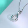 wholesale S925 Sterling Silver Small Dress Moissanite Necklace for Women with Beating Heart Pendant, Light Luxury Minimalist Matching Water Drop Collarbone Chain-0-2