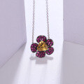 wholesale S925 Silver Designer Natural Amethyst Pendant Floral Design Colored Gemstone Necklace-0-3