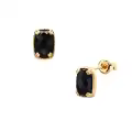 wholesale Metal: 925 Silver Gold Plated Retro Black Onyx Stud Earrings for Women, Fashionable Earrings, Exquisite Gift for Her-0-0